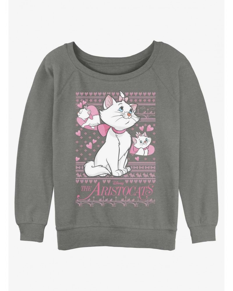 Disney The Aristocats Marie Ugly Christmas Girls Slouchy Sweatshirt $9.74 Sweatshirts