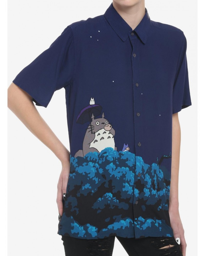Her Universe Studio Ghibli My Neighbor Totoro Night Sky Oversized Girls Woven Button-Up $9.45 Button-Up