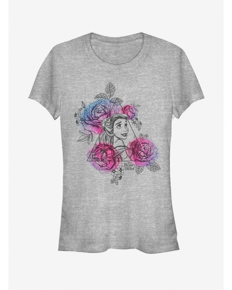 Disney Beauty And The Beast Belle Roses Triangle Girls T-Shirt $9.56 T-Shirts